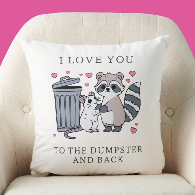 Funny Raccoon Valentines Day Throw Pillow (Funny Raccoon Valentines Day Throw Pillow
)
