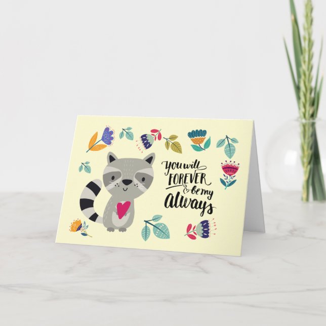 Funny Raccoon Valentine's Day Valentine's Day Holiday Card (Front)