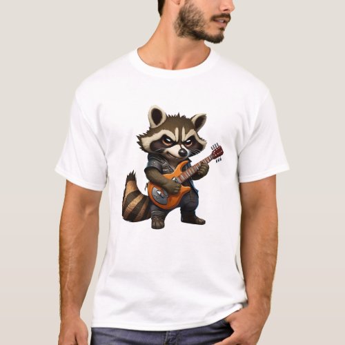 Funny Raccoon wielding ukulele T_Shirt