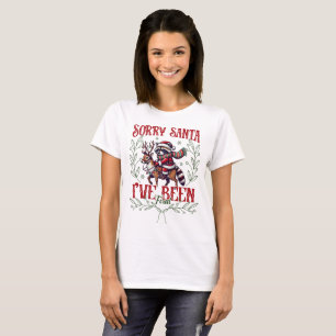 Funny Raccoon Xmas Sorry Santa I've been Feral T-Shirt