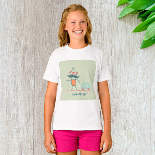 Funny Race Driver Mustache Character T-Shirt
