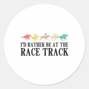 Funny Race Track Horse Racing Gift Men Women Cool Classic Round Sticker