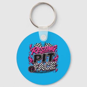 Funny Racing Car Checkered Flags Motorsport Keychain