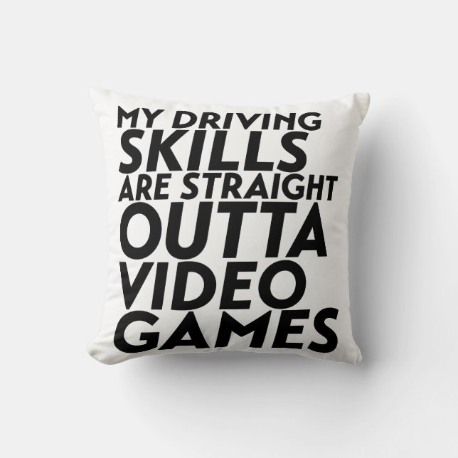 Funny Racing Car Video Games for Nerd Geek Gamer Throw Pillow (Front)