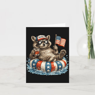 Funny Racoon 4th Of July America Patriotic Lover Card