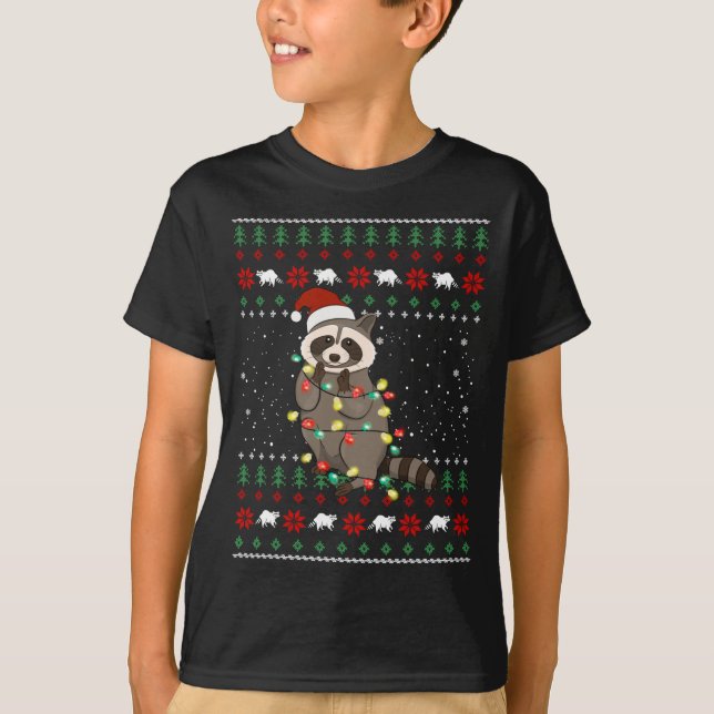 Funny Racoon Christmas Ugly Sweater Dog Xmas Outfi (Front)