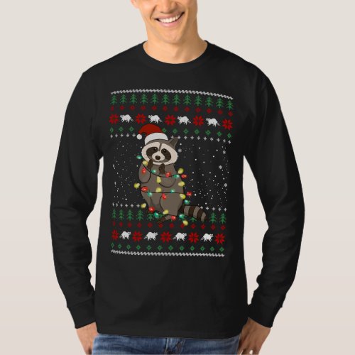 Funny Racoon Christmas Ugly Sweater Dog Xmas Outfi