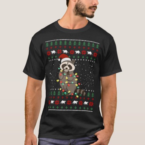 Funny Racoon Christmas Ugly Sweater Dog Xmas Outfi