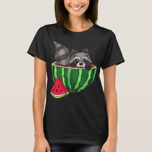 Funny Racoon Inside of A Watermelon Lover Illustra T_Shirt