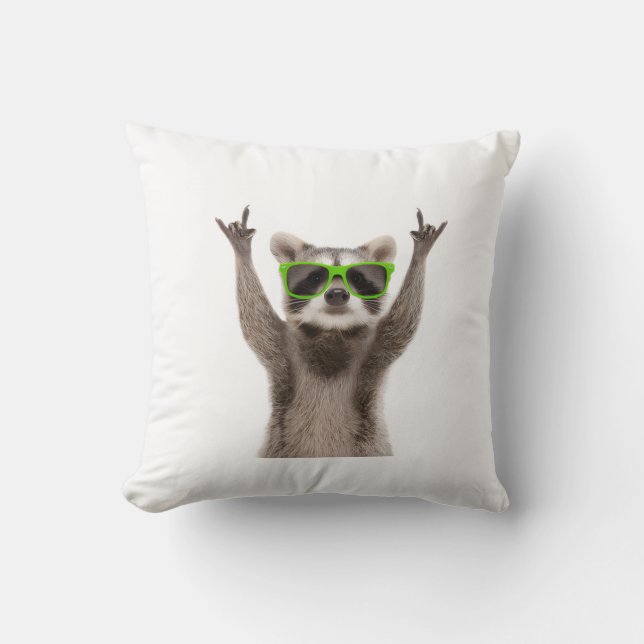 Funny racoon throw pillow (Front)