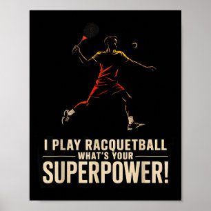 Funny racquetball superpower retro poster saying F