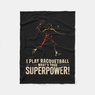 Funny racquetball superpower retro poster saying F Fleece Blanket