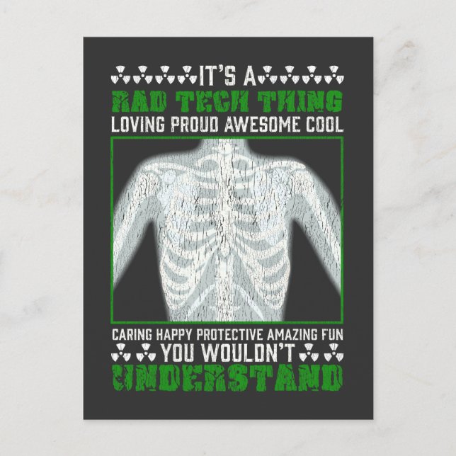 Funny Rad Tech Joke X-ray Radiologic Humor Postcard (Front)