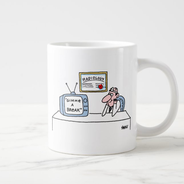 Funny Radiologist Cartoon Xray Technician Humor Giant Coffee Mug (Right)