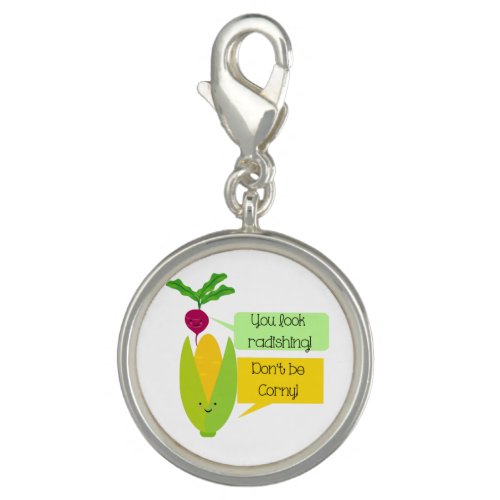 Funny Radish and Corn Vegetable Humor Charm