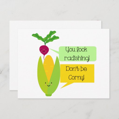 Funny Radish And Corn Vegetable Humor Postcard Zazzle