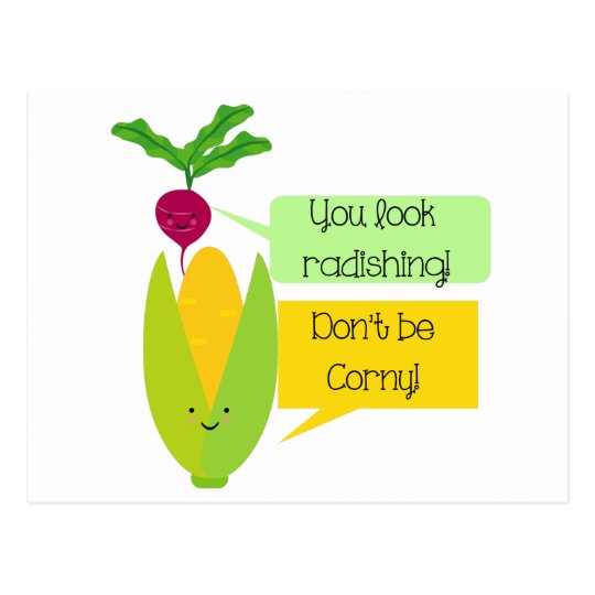 Funny Radish and Corn Vegetable Humor Postcard