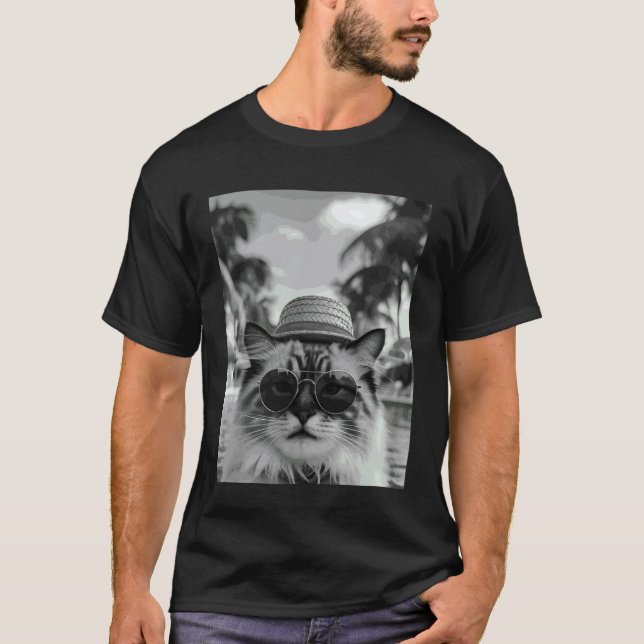 Funny Ragdoll Cat Selfie Cat Summer Vacation T-Shirt (Front)