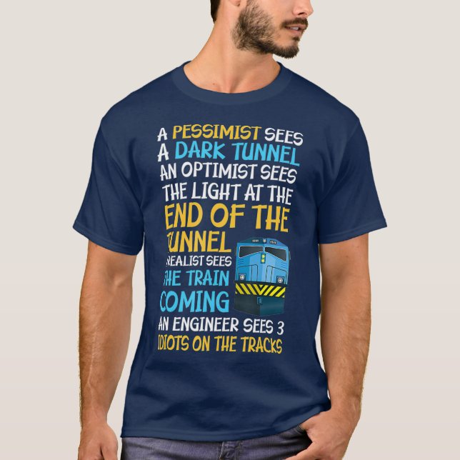 Funny Railroad Train Engineer Gift  3 Idiots On T-Shirt (Front)