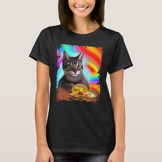 Funny Rainbow Cat Taco Kitty Internet Meme T-Shirt (Front)