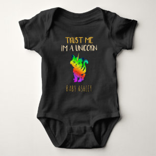 Funny Rainbow Cat Trust Me I'm a Unicorn Baby Bodysuit