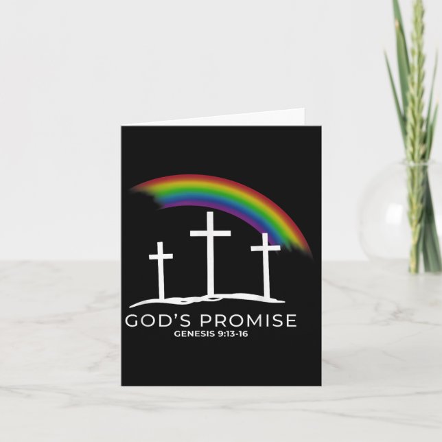 Funny Rainbow Christ Cross - Christian Quote God's Card (Front)