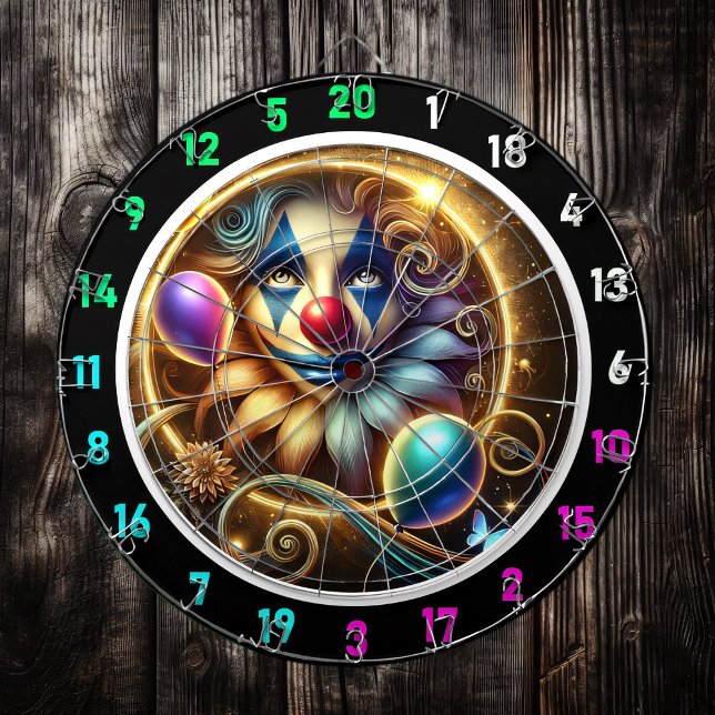 Funny Rainbow Clown Dartboard with Balloons (Creator Uploaded)