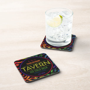 Funny Rainbow Couple Personalized Tavern Drink Coaster