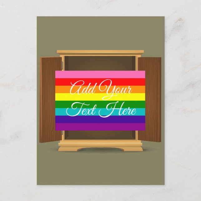 Funny Rainbow Flag LGBT coming out of the closet Postcard (Front)