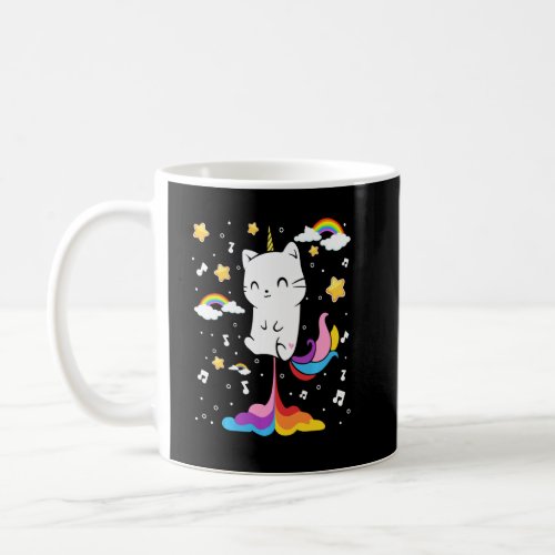 Funny Rainbow Flying Unicorn Shirt Farting Kitty C Coffee Mug