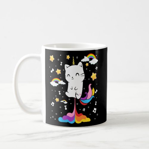 Funny Rainbow Flying Unicorn Shirt Farting Kitty C Coffee Mug