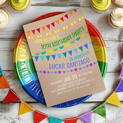 Funny Rainbow Kids Birthday Invitation