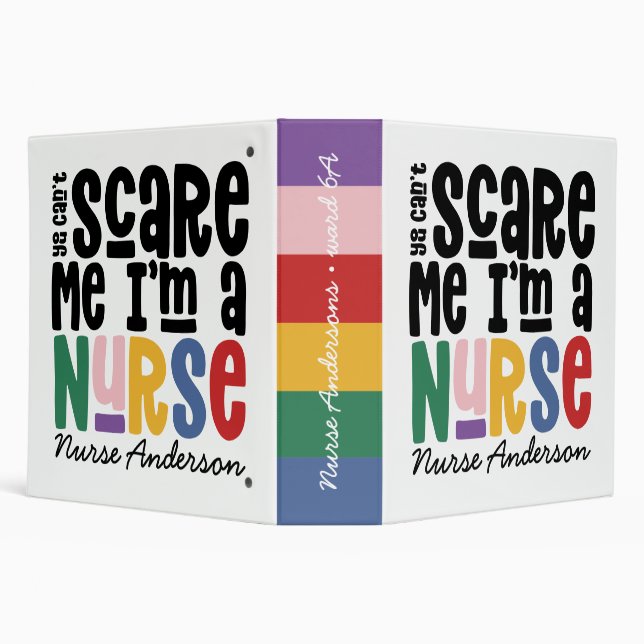 Funny rainbow nurse typography thanks you modern   3 ring binder (Background)