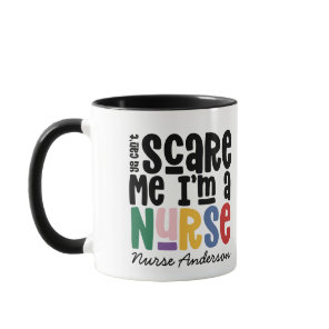 Funny rainbow nurse typography thanks you modern mug