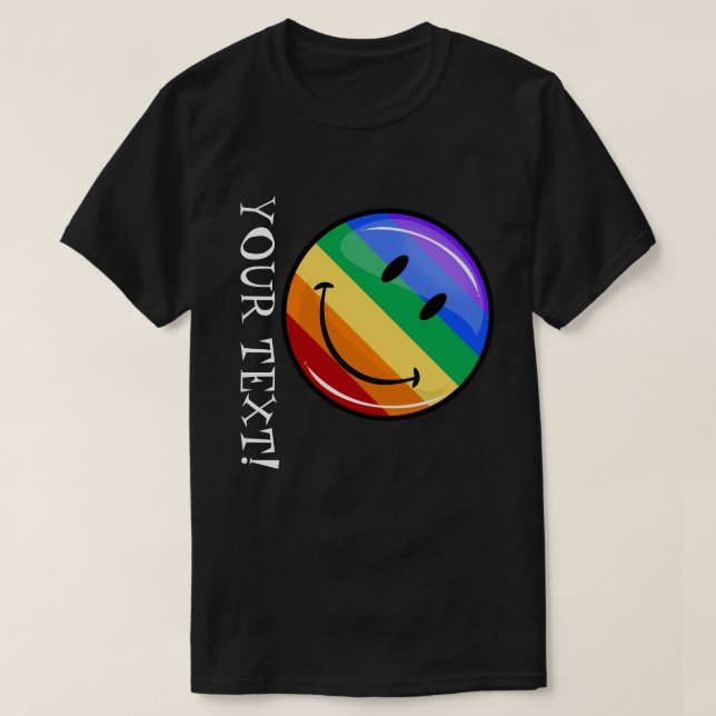 Funny Rainbow Pride Happy Face T-Shirt (Design Front)