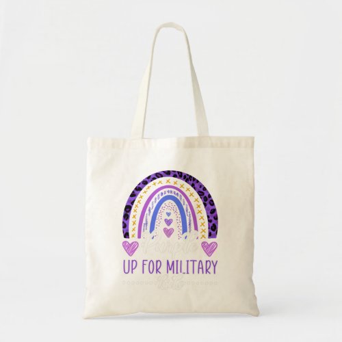 Funny Rainbow Purple Up For Military Kids Month Ri Tote Bag