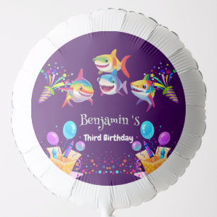 Funny rainbow shark birthday balloon party boys