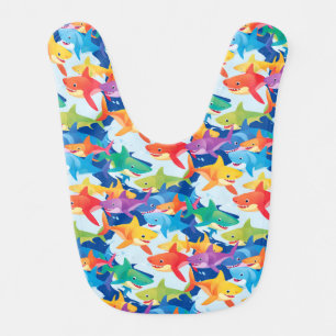 Funny rainbow shark birthday party pattern kids baby bib