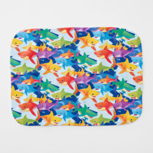 Funny rainbow shark birthday party pattern kids baby burp cloth
