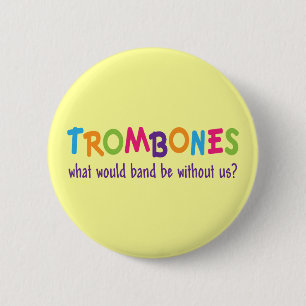 Funny Rainbow Trombone Band Gift Pinback Button