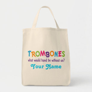 Funny Rainbow Trombone Band Gift Tote Bag
