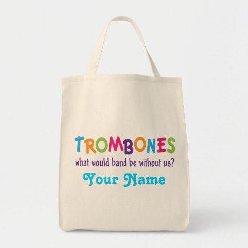 Funny Rainbow Trombone Band Gift Tote Bag