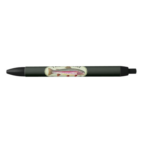 Funny Rainbow Trout Bum Fishing Black Ink Pen