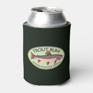 Funny Rainbow Trout Bum Fishing Can Cooler