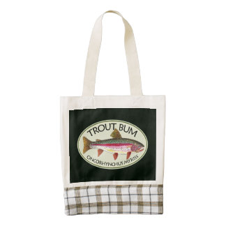 Funny Rainbow Trout Bum Fishing Zazzle HEART Tote Bag