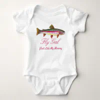 Funny Rainbow Trout Fly Fishing Mommy Baby Bodysuit