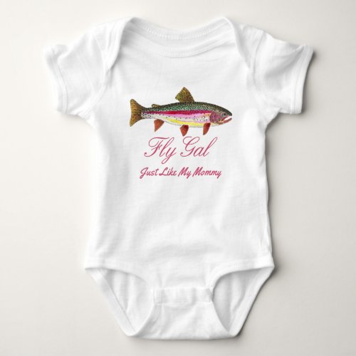 Funny Rainbow Trout Fly Fishing Mommy Baby Bodysuit