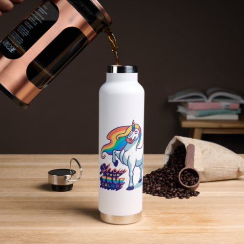 Funny rainbow unicorn show your true color water bottle