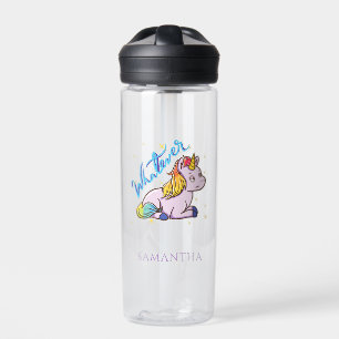 Funny Rainbow Unicorn Whatever Personalized Water Bottle
