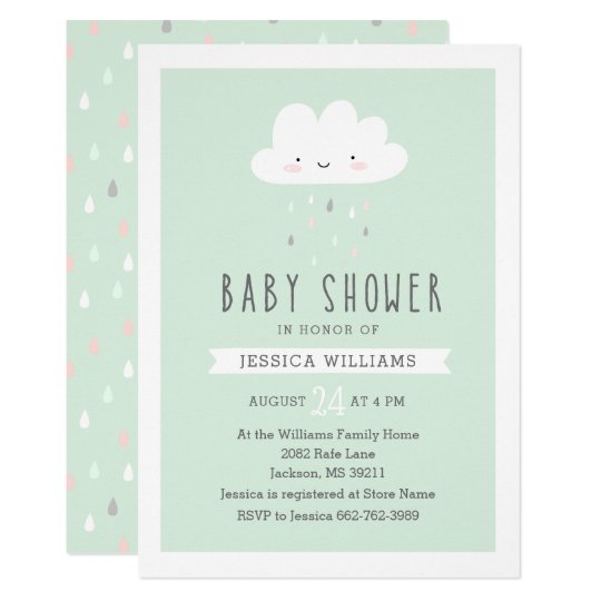 Funny Rainy Cloud Baby Shower Invitation In Mint Zazzle Com Funny Rainy Cloud Baby Shower Invitation In Mint Zazzle Com